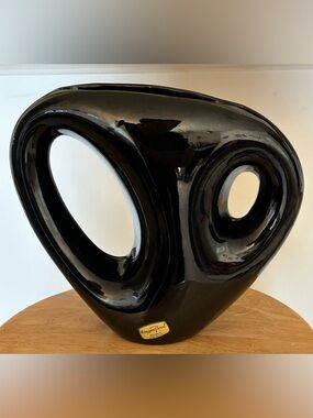 Vintage HAEGER 8601 MCM 9” Tall  Shiny Black Vase